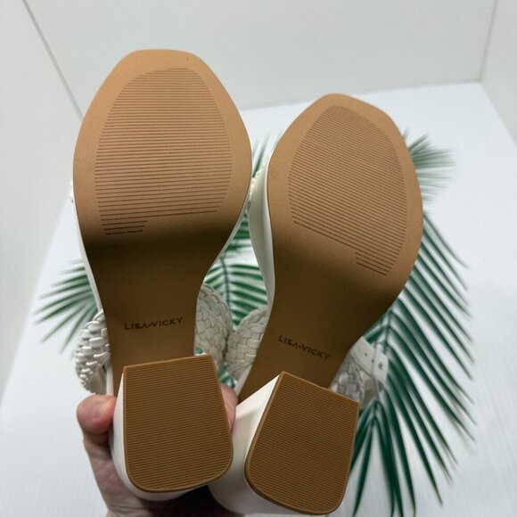 Lisa Vicky Jewel-V Shoes Womens Size 9 Platform Block Heel Sandals Weave PU - Picture 10 of 12